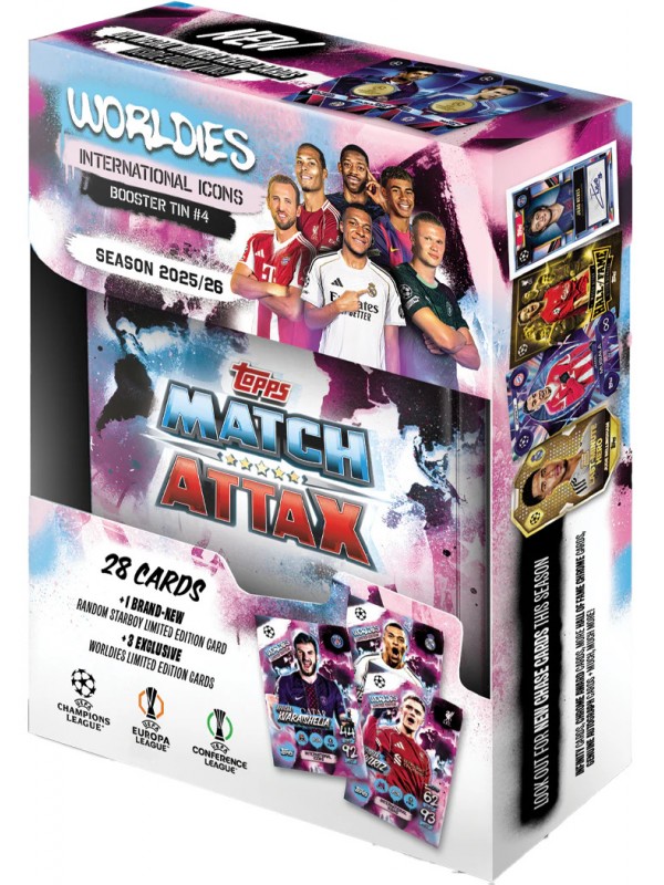 Topps UEFA Club Competitions Match Attax Cards 2025/26 Booster Mini Tin 4 International Icons